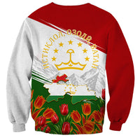 Tajikistan Independence Day Sweatshirt Ismoil Somoni Monument Flag Map Red Tulips