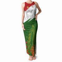 Tajikistan Independence Day Tank Maxi Dress Ismoil Somoni Monument Flag Map Red Tulips