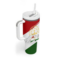 Tajikistan Independence Day Tumbler With Handle Ismoil Somoni Monument Flag Map Red Tulips