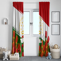 Tajikistan Independence Day Window Curtain Ismoil Somoni Monument Flag Map Red Tulips
