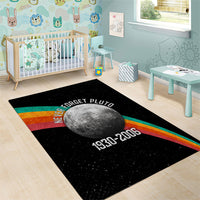 Never Forget Pluto 1930-2006 Area Rug Vintage Retro Rainbow Planet Outer Space Astronomy Graphic Art