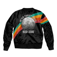 Never Forget Pluto 1930-2006 Bomber Jacket Vintage Retro Rainbow Planet Outer Space Astronomy Graphic Art
