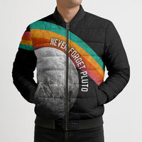 Never Forget Pluto 1930-2006 Bomber Puffer Jacket Vintage Retro Rainbow Planet Outer Space Astronomy Graphic Art