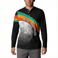 Never Forget Pluto 1930-2006 Button Sweatshirt Vintage Retro Rainbow Planet Outer Space Astronomy Graphic Art