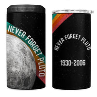Never Forget Pluto 1930-2006 4 in 1 Can Cooler Tumbler Vintage Retro Rainbow Planet Outer Space Astronomy Graphic Art