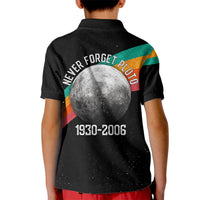 Never Forget Pluto 1930-2006 Kid Polo Shirt Vintage Retro Rainbow Planet Outer Space Astronomy Graphic Art