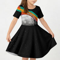 Never Forget Pluto 1930-2006 Kid Short Sleeve Dress Vintage Retro Rainbow Planet Outer Space Astronomy Graphic Art