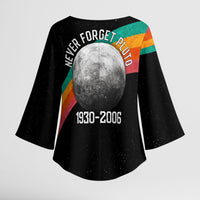 Never Forget Pluto 1930-2006 Kimono Sleeve Blouse Vintage Retro Rainbow Planet Outer Space Astronomy Graphic Art