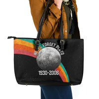 Never Forget Pluto 1930-2006 Leather Tote Bag Vintage Retro Rainbow Planet Outer Space Astronomy Graphic Art