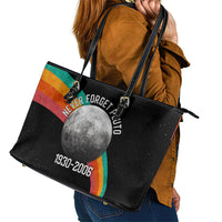 Never Forget Pluto 1930-2006 Leather Tote Bag Vintage Retro Rainbow Planet Outer Space Astronomy Graphic Art
