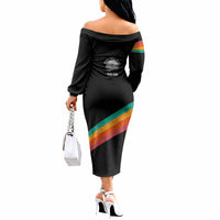 Never Forget Pluto 1930-2006 Off The Shoulder Long Sleeve Dress Vintage Retro Rainbow Planet Outer Space Astronomy Graphic Art