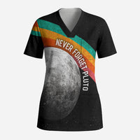 Never Forget Pluto 1930-2006 Scrub Top Vintage Retro Rainbow Planet Outer Space Astronomy Graphic Art