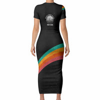 Never Forget Pluto 1930-2006 Short Sleeve Bodycon Dress Vintage Retro Rainbow Planet Outer Space Astronomy Graphic Art