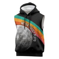 Never Forget Pluto 1930-2006 Sleeveless Hoodie Vintage Retro Rainbow Planet Outer Space Astronomy Graphic Art