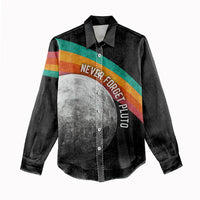 Never Forget Pluto 1930-2006 Women Casual Shirt Vintage Retro Rainbow Planet Outer Space Astronomy Graphic Art