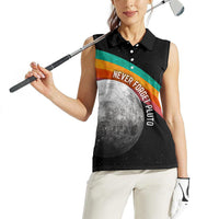 Never Forget Pluto 1930-2006 Women Sleeveless Polo Shirt Vintage Retro Rainbow Planet Outer Space Astronomy Graphic Art