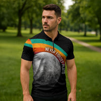 Never Forget Pluto 1930-2006 Zipper Polo Shirt Vintage Retro Rainbow Planet Outer Space Astronomy Graphic Art