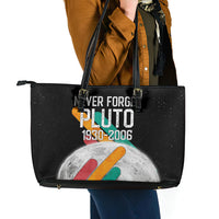 Never Forget Pluto Leather Tote Bag Retro Space Astronomy Science