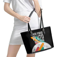 Never Forget Pluto Leather Tote Bag Retro Space Astronomy Science