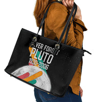 Never Forget Pluto Leather Tote Bag Retro Space Astronomy Science