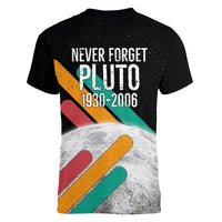 Never Forget Pluto Women V-Neck T-Shirt Retro Space Astronomy Science