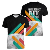 Never Forget Pluto Women V-Neck T-Shirt Retro Space Astronomy Science