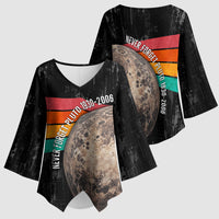 Never Forget Pluto Kimono Sleeve Blouse Distressed Retro Space Astronomy Science