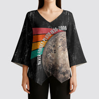 Never Forget Pluto Kimono Sleeve Blouse Distressed Retro Space Astronomy Science