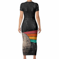 Never Forget Pluto Short Sleeve Bodycon Dress Distressed Retro Space Astronomy Science
