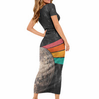 Never Forget Pluto Short Sleeve Bodycon Dress Distressed Retro Space Astronomy Science