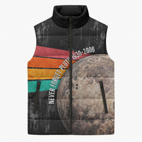 Never Forget Pluto Sleeveless Puffer Jacket Distressed Retro Space Astronomy Science
