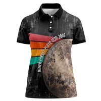 Never Forget Pluto Women Polo Shirt Distressed Retro Space Astronomy Science