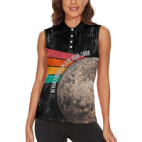 Never Forget Pluto Women Sleeveless Polo Shirt Distressed Retro Space Astronomy Science