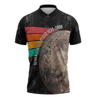 Never Forget Pluto Zipper Polo Shirt Distressed Retro Space Astronomy Science