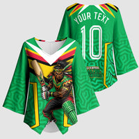 Personalized Guyana Cricket Amazon Warriors Kimono Sleeve Blouse Tribal Warrior Mascot Fan