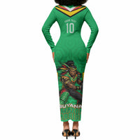 Personalized Guyana Cricket Amazon Warriors Long Sleeve Bodycon Dress Tribal Warrior Mascot Fan