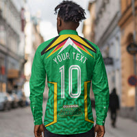 Personalized Guyana Cricket Amazon Warriors Long Sleeve Button Shirt Tribal Warrior Mascot Fan