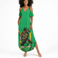 Personalized Guyana Cricket Amazon Warriors Summer Maxi Dress Tribal Warrior Mascot Fan