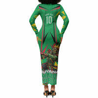 Personalized Guyana Cricket Long Sleeve Bodycon Dress Amazon Warriors Tribal Mascot Sports