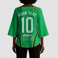 Personalized Guyana Cricket Amazon Warriors Kimono Sleeve Blouse Modern Geometric Sports Fan