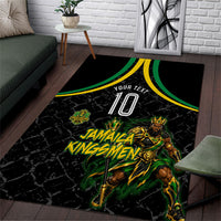 Personalized Jamaica Kingsmen Area Rug Caribbean Cricket Royal Warrior King Mascot
