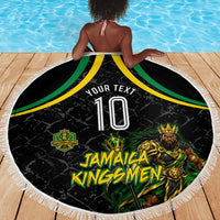 Personalized Jamaica Kingsmen Beach Blanket Caribbean Cricket Royal Warrior King Mascot