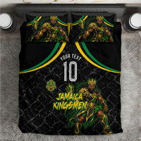 Personalized Jamaica Kingsmen Bedding Set Caribbean Cricket Royal Warrior King Mascot