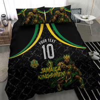 Personalized Jamaica Kingsmen Bedding Set Caribbean Cricket Royal Warrior King Mascot