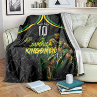 Personalized Jamaica Kingsmen Blanket Caribbean Cricket Royal Warrior King Mascot
