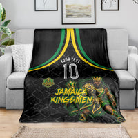 Personalized Jamaica Kingsmen Blanket Caribbean Cricket Royal Warrior King Mascot