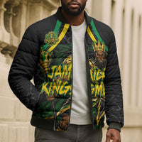 Personalized Jamaica Kingsmen Bomber Puffer Jacket Caribbean Cricket Royal Warrior King Mascot