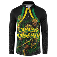 Personalized Jamaica Kingsmen Button Sweatshirt Caribbean Cricket Royal Warrior King Mascot