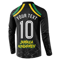 Personalized Jamaica Kingsmen Button Sweatshirt Caribbean Cricket Royal Warrior King Mascot