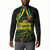 Personalized Jamaica Kingsmen Button Sweatshirt Caribbean Cricket Royal Warrior King Mascot
